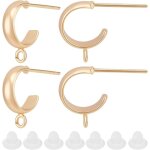 1 bote de 20 pices de boucles d'oreilles demi - croles en laiton plaqu or 18 carats avec boucle et ...