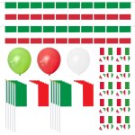 1 ensemble de décoration de drapeau italien, 30 ballons de fête, 1 drapeau a ficelle, 10 drapeaux agités ... 1 ensemble de décoration de drapeau italien, 30 ballons de fête, 1 drapeau a ficelle, 10 drapeaux agités ...