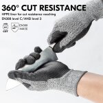 1 paire gants rsistants aux coupures, doublure anti - coupure hppe, protection des mains, en388 niveau ...