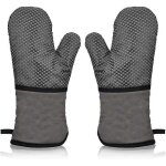 1 paire de gants de cuisine r�sistants a la chaleur, en silicone antid�rapant et coton.