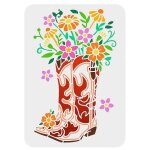 1 pochoir de peinture motif bottes de cowboy et fleurs, 21 x 29, 7 cm, rutilisable, motif western, en ...