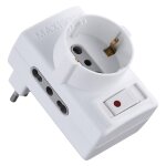 1 x adaptateur triple avec protection contre les surcharges prise 2p + t10a - art. 70025 1 x adaptateur triple avec protection contre les surcharges prise 2p + t10a - art. 70025
