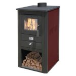 1 x poele a bois pallade 13 kw - couleur noir / bordeaux