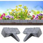 10 bordures de jardin grises, effet pierre grise, bordure de pelouse, cl�ture de jardin en plastique, ...