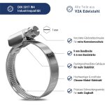 10 colliers de serrage metallique inox 50 - 70mm - colliers serrage professionnels en acier inoxydable ...