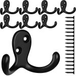 10 crochets a fourche doubles lourds, fix�s au mur, avec crochet vintage a double vis, adapt�s aux manteaux, ...