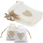 10pcs sachets en toile de jute 8x10cm pochettes jute en motif de coeur lot de petit sac avec cordon continir ...