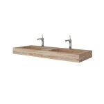 120cm lavabo de salle de bain hpl a deux cuves chene miel