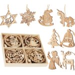 12pcs dcoration de nol ornement suspendu flocon de neige dcoration avec bote en bois