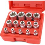 14pcs coffret de douille torx en forme etoile 1 / 4  3 / 8  1 / 2 , douilles femelles e - torx e4, e5, ...