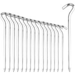 16 x 18 cm tent fixing pegs, aluminium camping tent accessories for hard floors, ideal for garden, camping, ...
