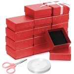17pcs 2, 95 x 2, 95 pouces bijoux coffret, bote a bijoux festonne rouge pour anneaux, boucles d'oreilles, ...