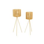 2 cache - pots sur pieds en mtal mesh - jaune