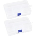 2 pcs bote de rangement en plastique pour bijoux 5 grilles diviseurs a compartiments organisateur de ...