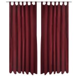 2 pcs rideau � passant micro satin bordeaux 140 x 175 cm