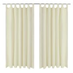2 pcs rideau Ã passant micro satin cr�me 140 x 175 cm