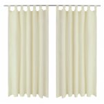 2 pcs rideau  passant micro satin crme 140 x 245 cm