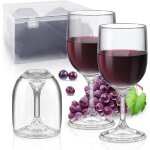 2 pcs verre a vin plastique r�utilisable, 200ml verre a vin incassable avec sac etanche et bo�te pratique, ...