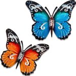 2 pi�ces grand papillon en m�tal ext�rieur d�corations de jardin art mural ext�rieur papillon en m�tal ...