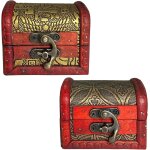 2 pices mini coffre trsor, coffre trsor pirate, rtro bote bijoux petits bois, mini bote de rangement, ...