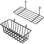 2 pices panier suspendu etagre droite pot de fleur support d'affichage pour panneau de grille de mur ...