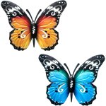 2 pices papillon en mtal, art mural 3d papillon suspendu decoration, papillon sculptures dcor pour ...