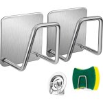 2 pi�ces porte eponge evier cuisine, 304 inox porte eponge evier auto adhesif, support pour eponge crochet ...
