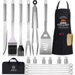 20 pcs accessoire barbecue, kit barbecue, ustensiles barbecue en ensemble de gril en acier inoxydable ...