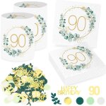 20 pices serviettes 90e anniversaire + 12 pices photophores dcorations de table pour 90 anniversaire, ...