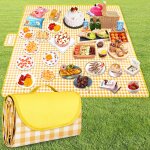 200x200cm tapis de pique - nique, tapis de camping imperm�able portable pliable, anti sable natte de ...