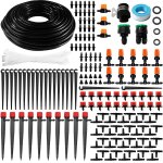 202 pi�ces 4 / 6 mm kit d'irrigation goutte, 25m tuyau d'irrigation, systeme irrigation, avec raccords ...