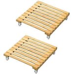 2025 - lot de 2 supports � plantes en bambou avec roulettes, support de pot de fleurs carr� robuste pour ...