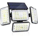 2025 - applique murale solaire d'extrieur  led, 4 ttes, 242 led, dtecteur de mouvement, tanche ip65, ...