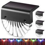 2025 - lampe solaire d'extrieur pour jardin, applique murale led, lot de 4, blanc chaud + rvb, clairage ...