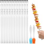 24 pièces brochettes pour barbecue, 30cm brochettes a viande en acier inoxydable pique a brochette avec ... 24 pièces brochettes pour barbecue, 30cm brochettes a viande en acier inoxydable pique a brochette avec ...