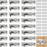24 pi�ces targette de porte, verrou targette porte en acier inoxydable avec 144 vis, loquet portail coulissant ...