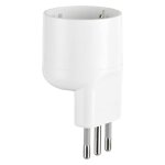 25 x adaptateur simple asymetrique fiche space saver 2p + t 10a blanc - art. 71020