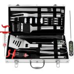 25pcs outils barbecue, accessoires de barbecue en acier inoxydable dans un bo�tier en aluminium - complet ...