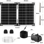 25w pompe solaire bassin ext�rieur, 260l / h, max 200cm, panneau en verre 100% avec moteur sans balais, ...