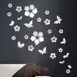 28pcs autocollants stickers muraux fleurs et papillons d�coration murale bricolage pour chambre salon ...