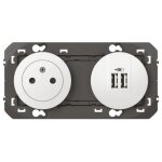 2p + t chargeur usb 2poste blanc