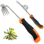2pcs arrache - mauvaises herbes rteau fourche style 13 14 dsherbeur en acier inoxydable avec poigne ...