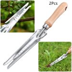 2pcs outil de dsherbage manuel avec poigne en bois et tte en acier inoxydable avec mesure, 5 en 1 ...