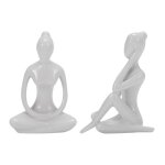 2x abstrait art cramique yoga figurine porcelaine yoga dame statue maison yoga studio dcor ornement ...