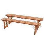 2x banc hwc - j61, banc pour ensemble de table a bi�re banc de jardin, pliable bois laqu�, 180cm