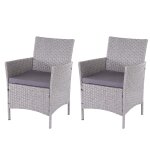 2x fauteuils chaises de jardin en polyrotin gris coussins anthracite 04 0000472 2x fauteuils chaises de jardin en polyrotin gris coussins anthracite 04 0000472