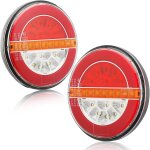 2x feu remorque led 12 / 24v 4fonctions etanche ece r10 emc rond feux arrire, led feu de recul pour ...