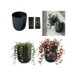 2x rev�tements muraux, pot de fleurs mural, pot de fleurs suspendu, h 18 cm, Ø 15 cm, fines rainures ...