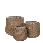 3 cache - pots en jonc de mer marron clair h31 3 cache - pots en jonc de mer marron clair h31