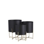 3 cache - pots et pieds en m�tal noir h32